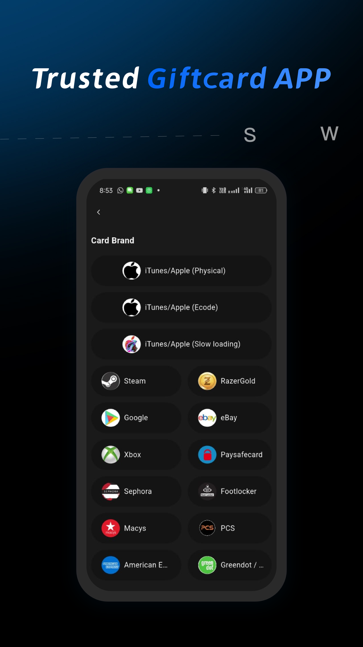 CardNera Home Screen - Submit gift cards and view your account